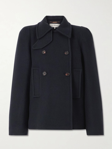  Chloé Chloé - Double-breasted Wool-blend Coat - Navy 