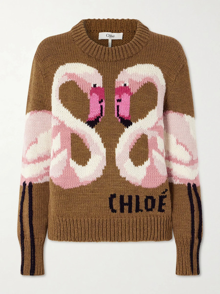  Chloé Chloé - Intarsia Wool Sweater - Brown 