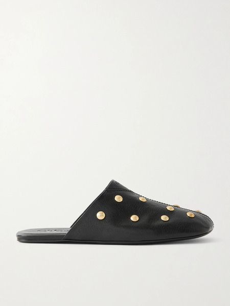  Chloé Chloé - Studded Textured-leather Slip-ons - Black 