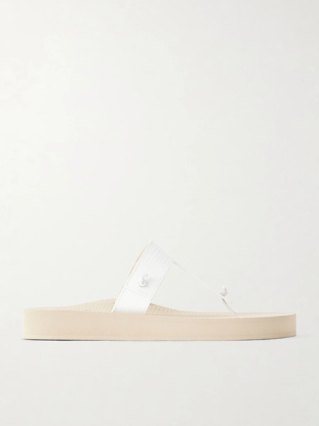  Christen Christen - Edge Lizard-effect Leather Flip Flops - White 