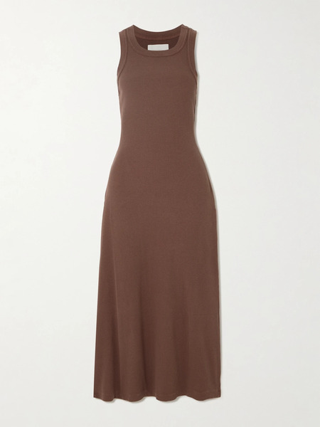  Citizens Of Humanity Citizens Of Humanity - Isabel Ribbed Stretch Organic Cotton And Lyocell-blend Jersey Midi Dress - Brown 