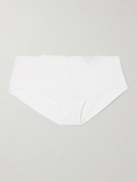  Commando Commando - Double Take Lace And Stretch-jersey Briefs - White 