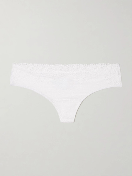  Commando Commando - Double Take Lace-trimmed Stretch-jersey Thong - White 