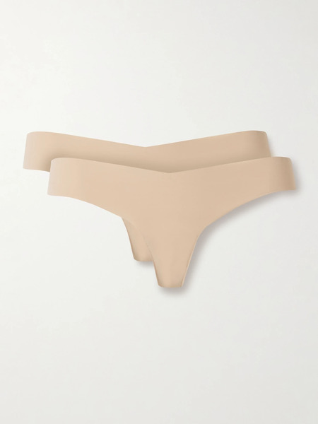  Commando Commando - Set Of Three Stretch-jersey Thongs - Beige 