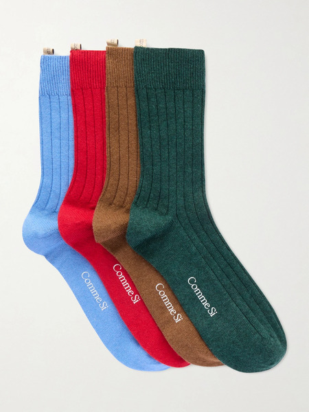  Comme Si Comme Si - The Cashmere Set Of Four Ribbed Cashmere-blend Socks - Multi 