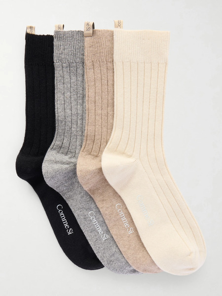  Comme Si Comme Si - The Cashmere Set Of Four Ribbed Cashmere-blend Socks - Multi 