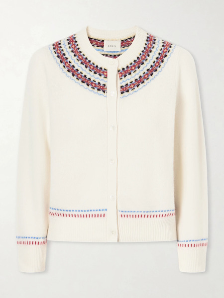  Dôen Dôen - Olympe Embroidered Wool And Cashmere-blend Cardigan - Ivory 