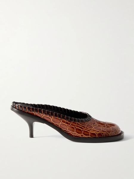  Dries Van Noten Dries Van Noten - Croc-effect Leather Mules - Tan 