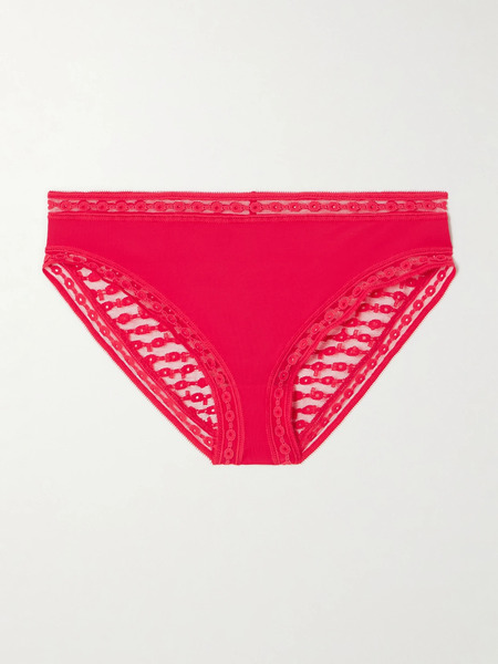  Eres Eres - Bubble Elixir Stretch-jersey And Lace Briefs - Red 