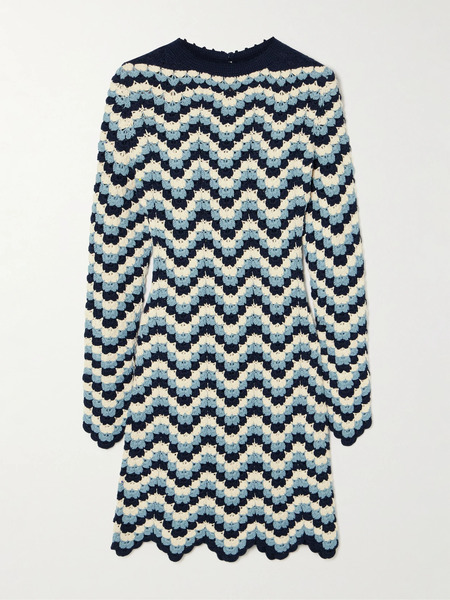  Escvdo Escvdo - Victoria Crocheted Cotton Mini Dress - Blue 