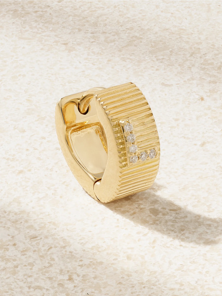  Foundrae Foundrae - Initial 18-karat Gold Diamond Single Hoop Earring - A 