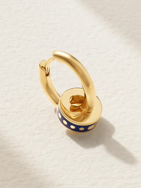  Foundrae Foundrae - Karma Heart Beat Small 18-karat Gold And Ceramic Single Hoop Earring - One Size 