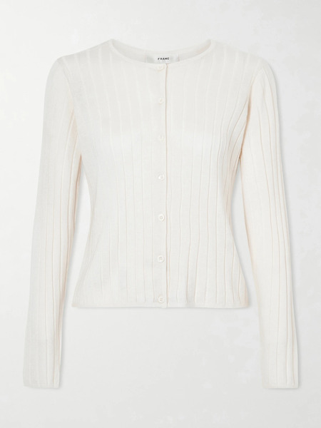 Frame Frame - Ribbed Cashmere And Silk-blend Cardigan - Cream 