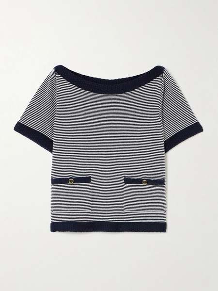  Frame Frame - Striped Cashmere Top - Navy 