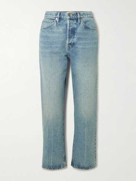  Frame Frame - The Vertical Crop High-rise Straight-leg Jeans - Mid Denim 