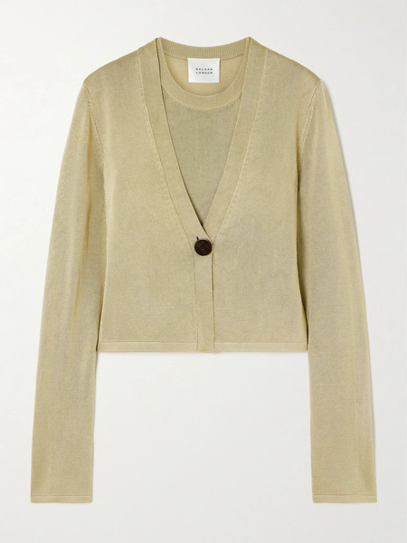  Galvan Galvan - Ida Layered Knitted Tank And Cardigan Set - Sand 