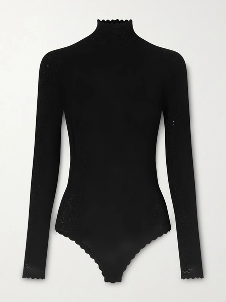  Givenchy Givenchy - Open-back Lace Turtleneck Bodysuit - Black 