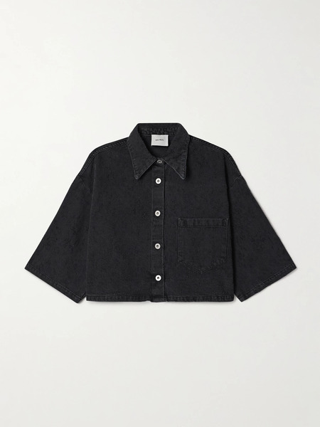  Halfboy Halfboy - Cropped Distressed Denim Shirt - Black 
