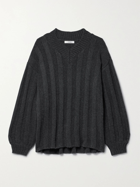  Interior Interior - The Drew Oversized Ribbed Cashmere Sweater - Dark Gray 