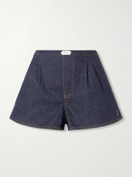  Jacquemus Jacquemus - Amelo Embroidered Pleated Denim Shorts - Navy 
