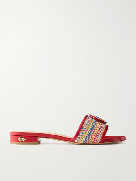  Jennifer Chamandi Jennifer Chamandi - Andrea Woven And Leather Slides - Multi 