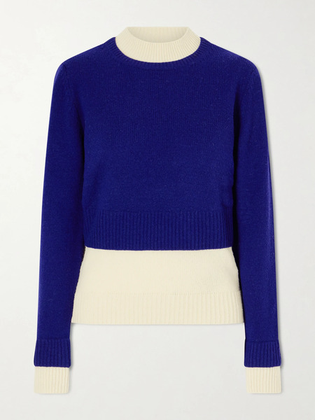  Jil Sander Jil Sander - Two-tone Layered Wool-blend Sweater - Blue 