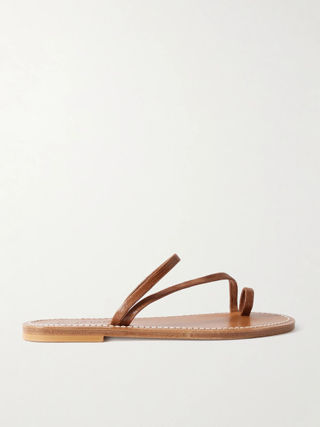  K Jacques St Tropez K Jacques St Tropez - Actium Lizard-effect Leather Slides - Chocolate 