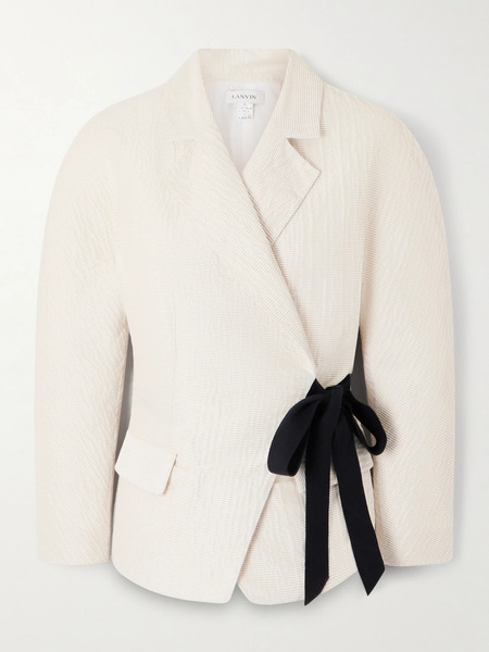  Lanvin Lanvin - Belted Textured-satin Jacket - Cream 