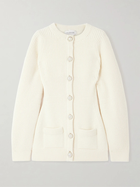  Lanvin Lanvin - Ribbed Wool Cardigan - Cream 