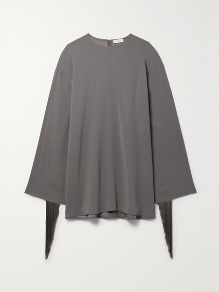  Lapointe Lapointe - Fringed Crepe Mini Dress - Gray 