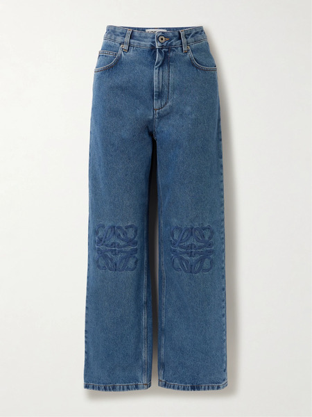  Loewe Loewe - Anagram Embroidered High-rise Straight-leg Jeans - Mid Denim 