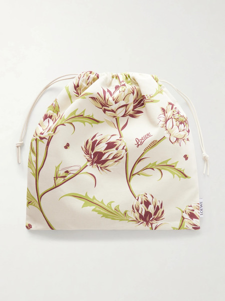  Loewe Loewe - Floral-print Twill Drawstring Pouch - Cream 