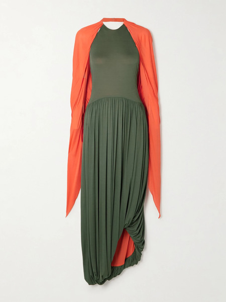  Loewe Loewe - Open-back Draped Crepe Maxi Dress - Green 