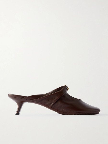  Loewe Loewe - Pebble Embellished Cutout Leather Mules - Brown 