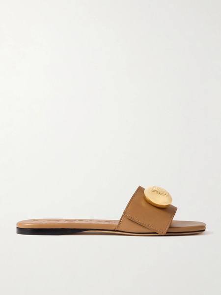  Loewe Loewe - Pebble Embellished Leather Slides - Tan 