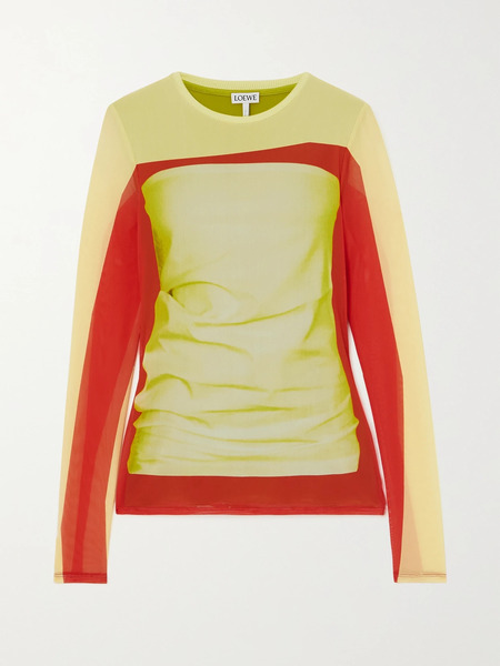  Loewe Loewe - Printed Stretch-mesh Top - Yellow 