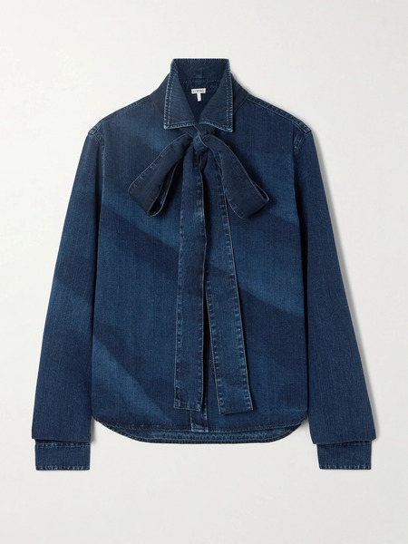 Loewe Loewe - Pussy-bow Denim Shirt - Blue 