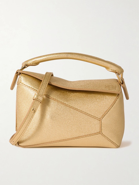  Loewe Loewe - Puzzle Edge Mini Metallic Textured-leather Shoulder Bag - Gold 
