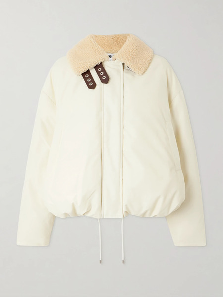 Loewe Loewe - Shearling-trimmed Cotton-blend Shell Jacket - Ivory 
