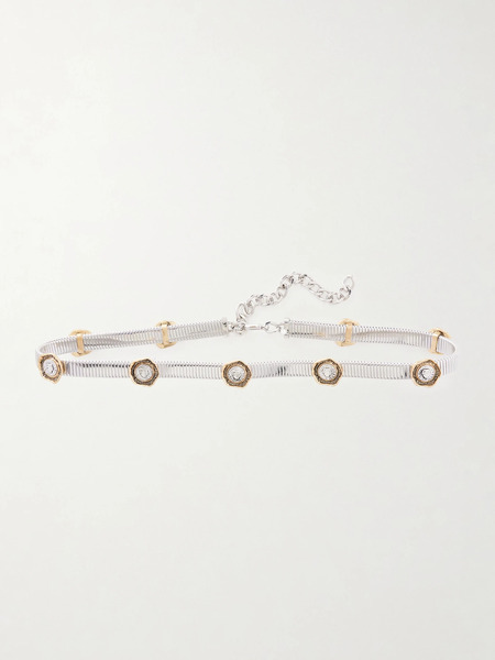  Maison Mayle Maison Mayle - Flora Embellished Silver-tone Belt - Multi 