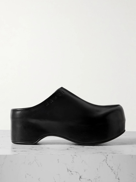  Marni Marni - Sabot Leather Platform Clogs - Black 