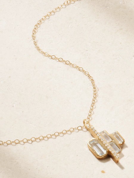  Melissa Joy Manning Melissa Joy Manning - Cityscape Triple 14-karat Recycled Gold, Aquamarine And Diamond Necklace - One Size 