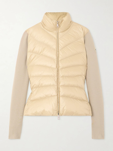  Moncler Moncler - Apliquéd Wool And Quilted Shell Down Cardigan - Off-white 
