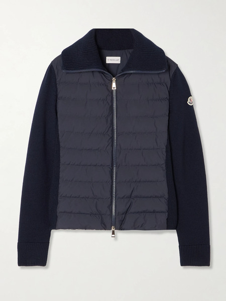  Moncler Moncler - Wool And Padded Quilted Shell Down Cardigan - Navy 