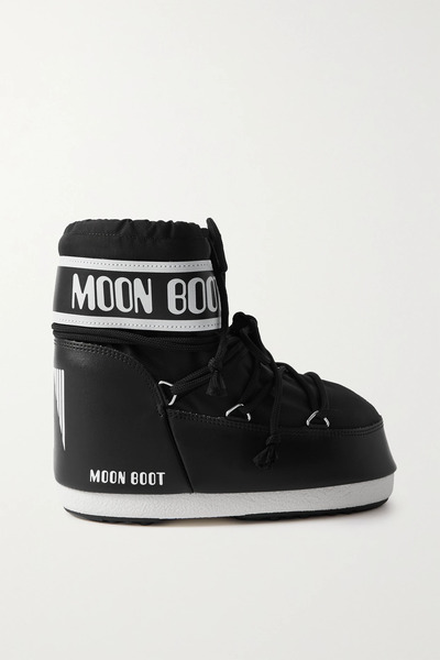  Moon Boot Moon Boot - Icon Low Shell And Faux Leather Snow Boots - Black 