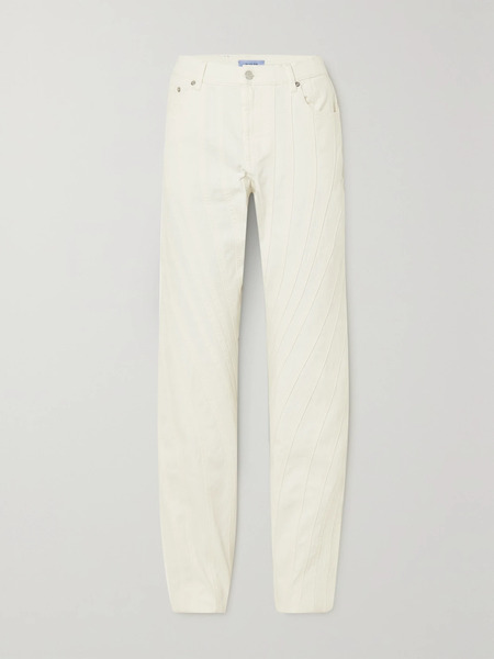  Mugler Mugler - Paneled Straight-leg Jeans - Ivory 