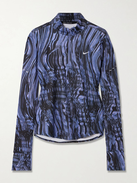  Nike Nike - Swift Printed Stretch-shell Half-zip Running Top - Blue 
