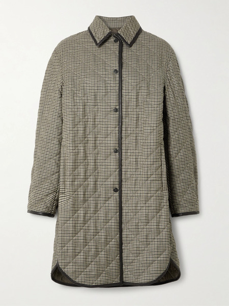 Purdey Purdey - Abbot Textured Leather-trimmed Houndstooth Quilted Wool Jacket - Multi 