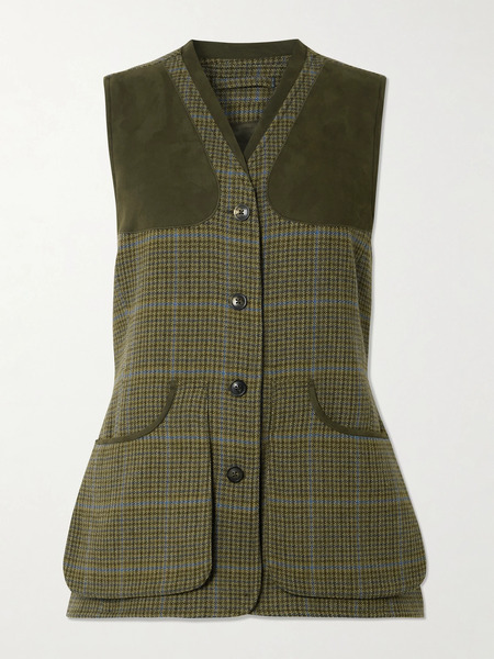  Purdey Purdey - Checked Wool-tweed Vest - Gray Green 