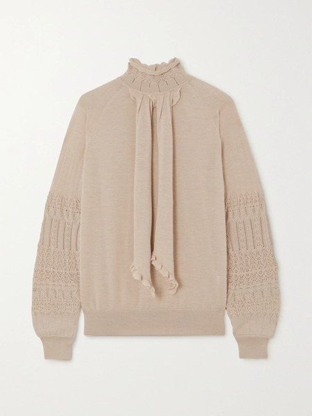  Purdey Purdey - Draped Pointelle-knit Cashmere Sweater - Ivory 